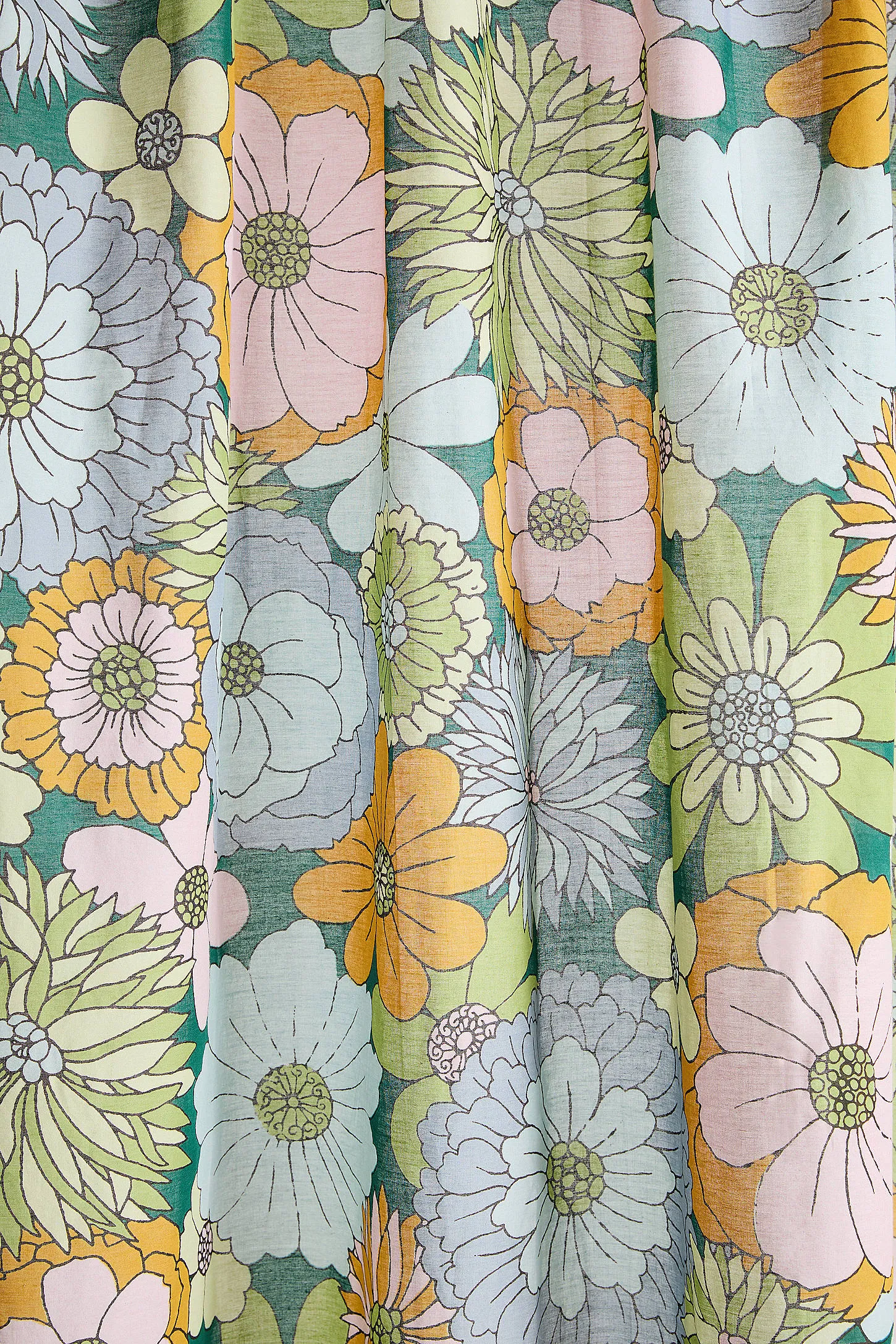 Green Vera Floral Curtain - Green 3