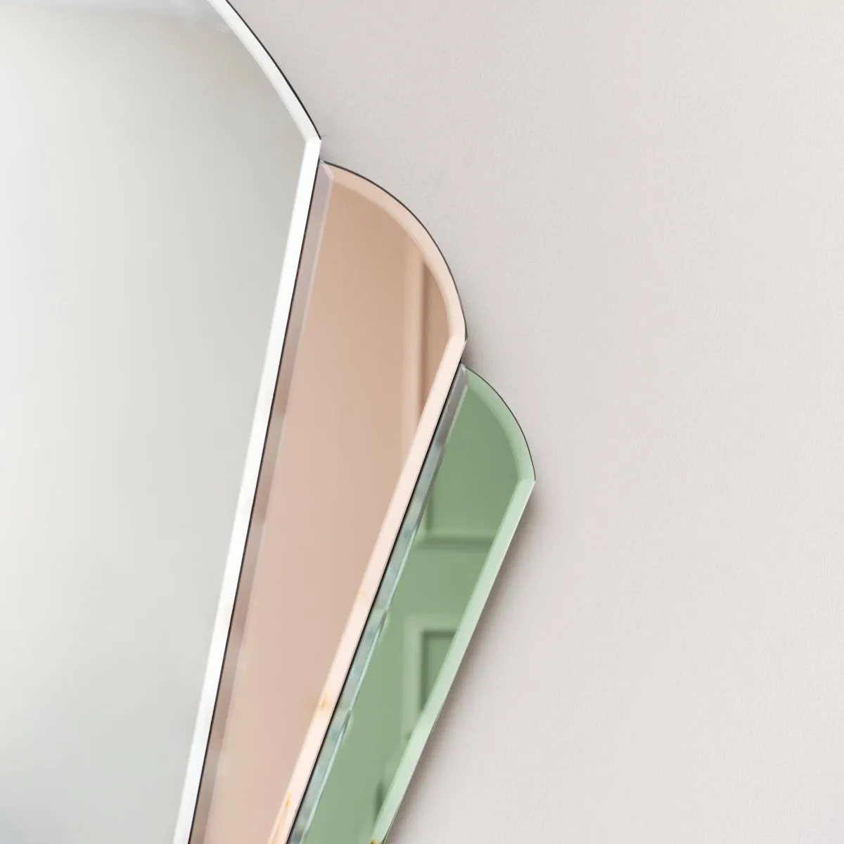 Melody Maison Pink & Green Glass Art Deco Arch Fan Wall Mirror 71cm X 46cm 6