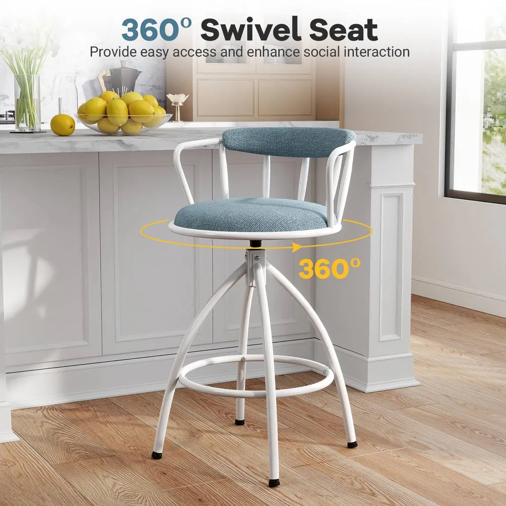 Costway 2PCS Counter Height Swivel Bar Stools Upholstered Breakfast Chairs 4