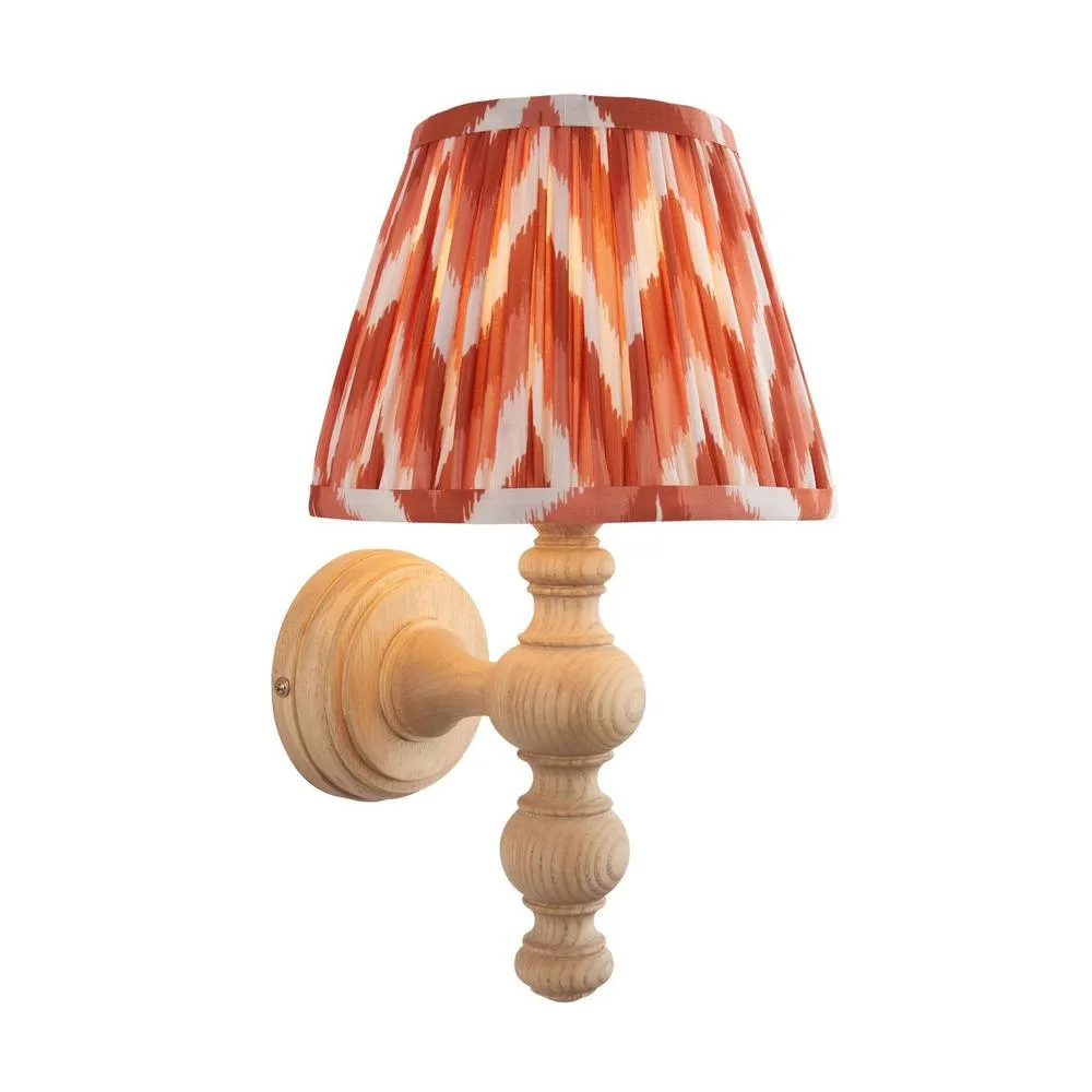 Netlighting Bibury Ash Wall Light Orange Fabric Zigzag Shade 20cm B22 in Brown