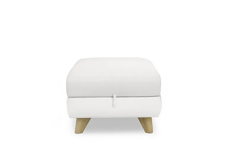 Malmo Leather Storage Footstool - BV Star White