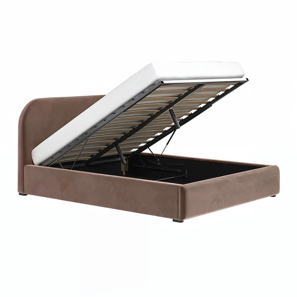 Flair Alba Chocolate Velvet Ottoman Bed in Brown 5