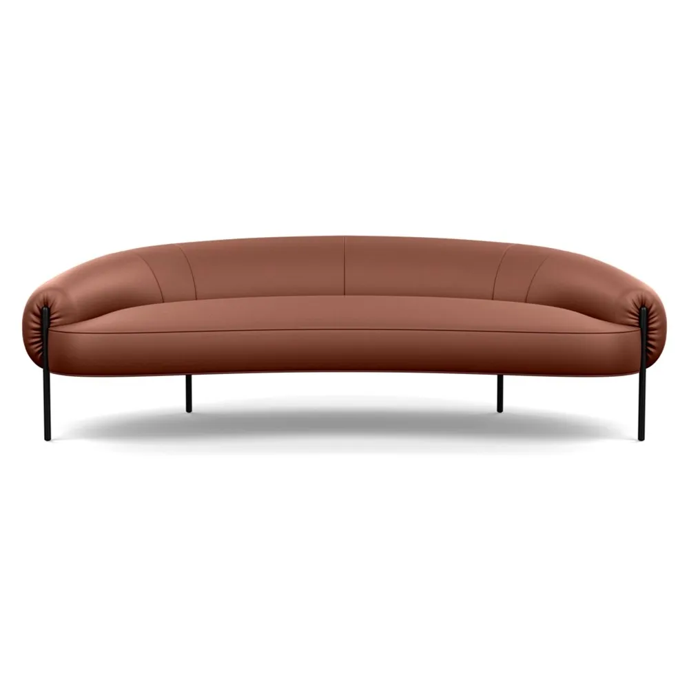 Heal's Isola 3 Seater Sofa Leather Grain Dark Brown 068 Black Feet 1