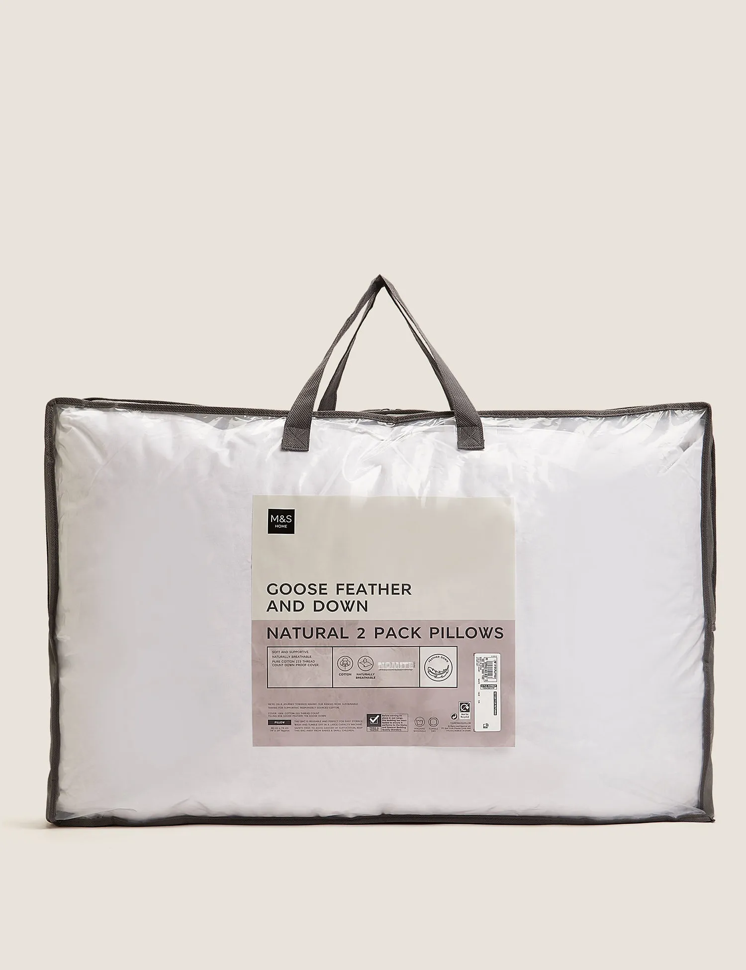 M&S 2 Pack Goose Feather & Down Pillows