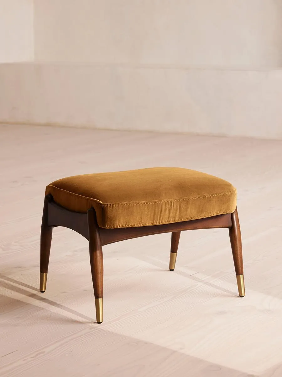 Theodore Footstool, Velvet, Mustard