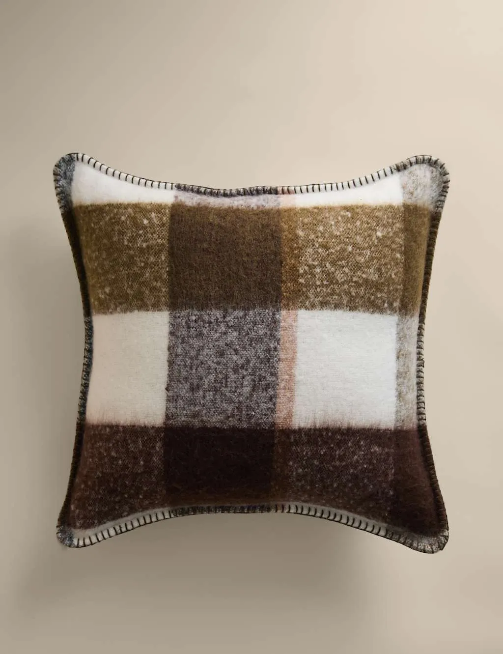 M&S Brushed Mohair Cushion Green