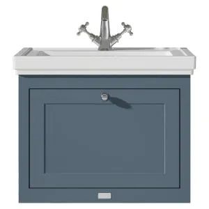Bayswater Hartleigh Stiffkey Blue Traditional Wall Hung Vanity Unit & 1 Tap Hole Traditional Recessed Basin - 600mm