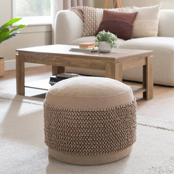 Jersey Bobble Banded Cotton Pouffe 1
