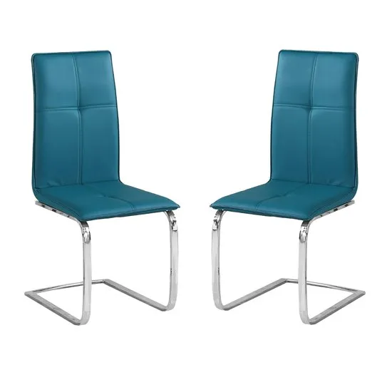 Opus Teal Finish Dining Chair In Pair