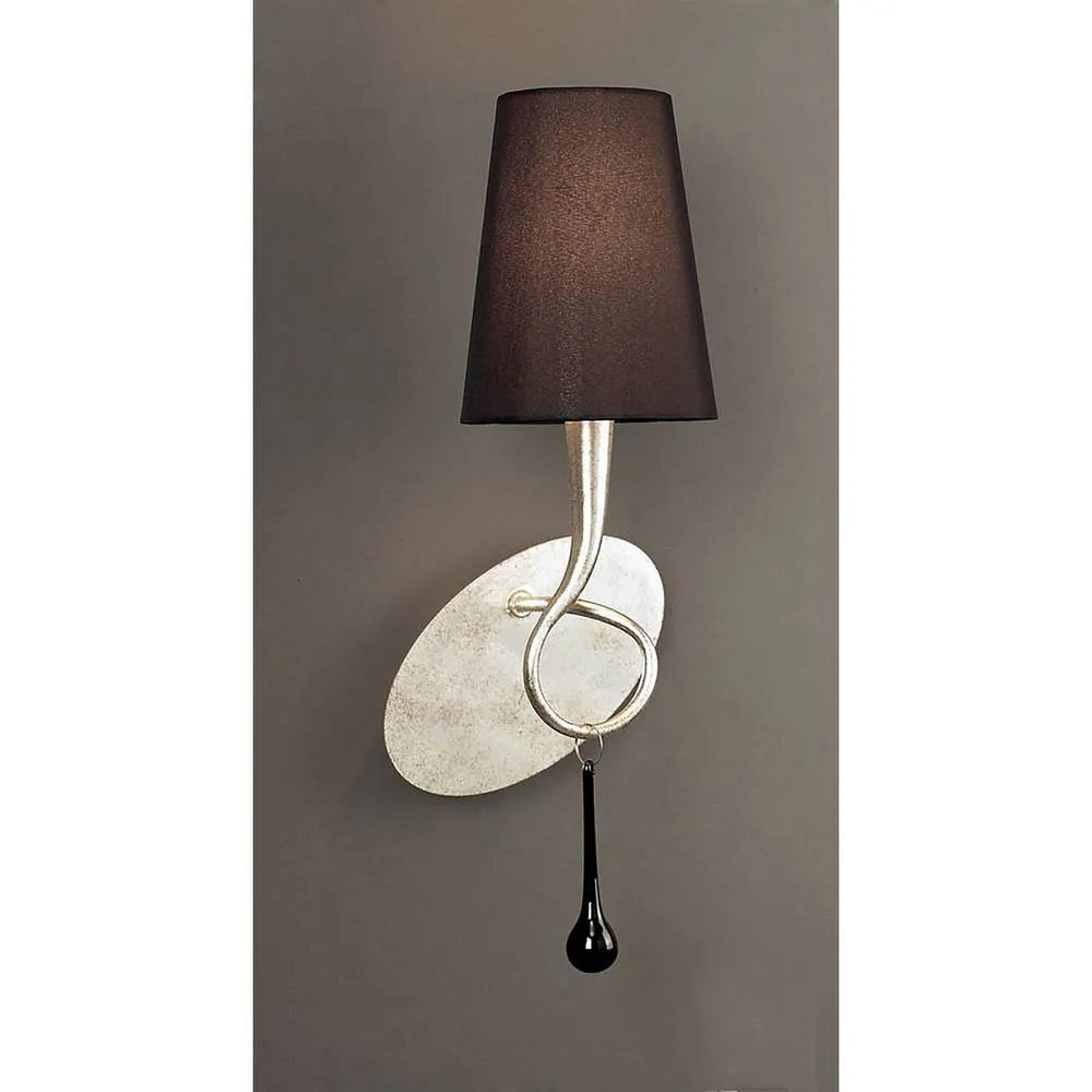 Netlighting Paola Wall Lamp E14 Silver ed Black Shade & Black Glass Droplets 2