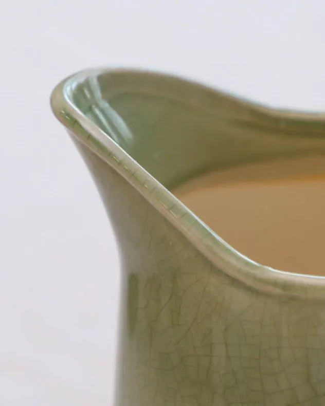 Dibor Sage Green Hallway Room Table Decor Ceramic Pitcher Jug Flower Vase 3