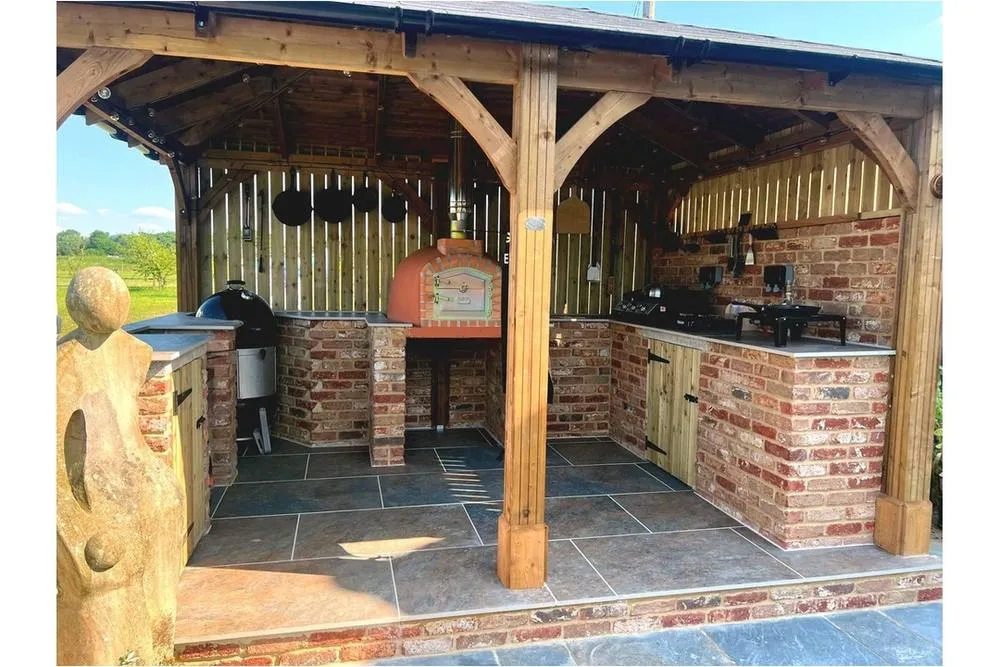 Dunster House Wooden Gazebo Heavy Duty with Roof Shingles 4m x 3m - Leviathan in Brown 2