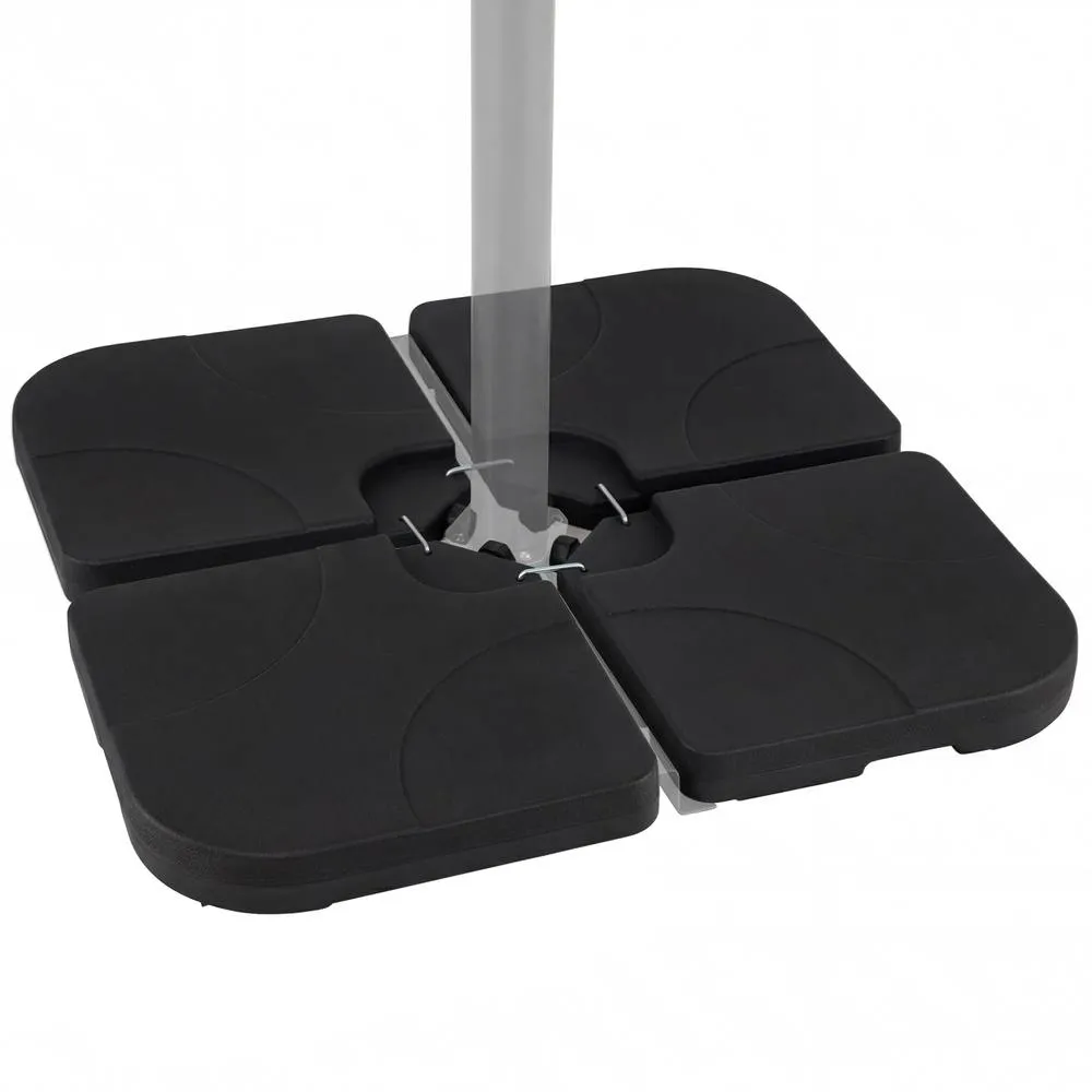Costway 4PCS Patio Umbrella Base Water/Sand Filled Square Weight Plate Set in Black