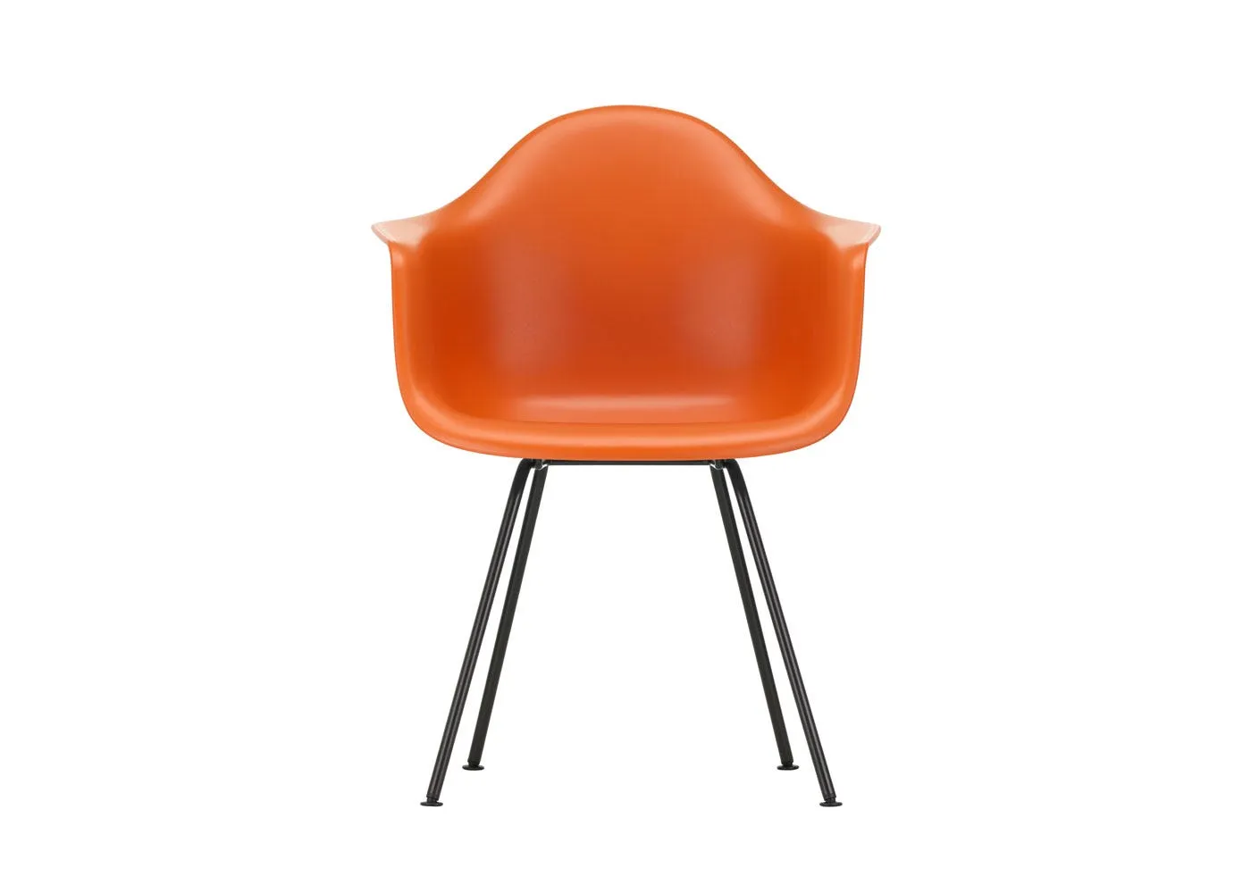 Vitra Eames DAX Armchair New Height Rusty Orange Basic Dark Powder Coated Base
