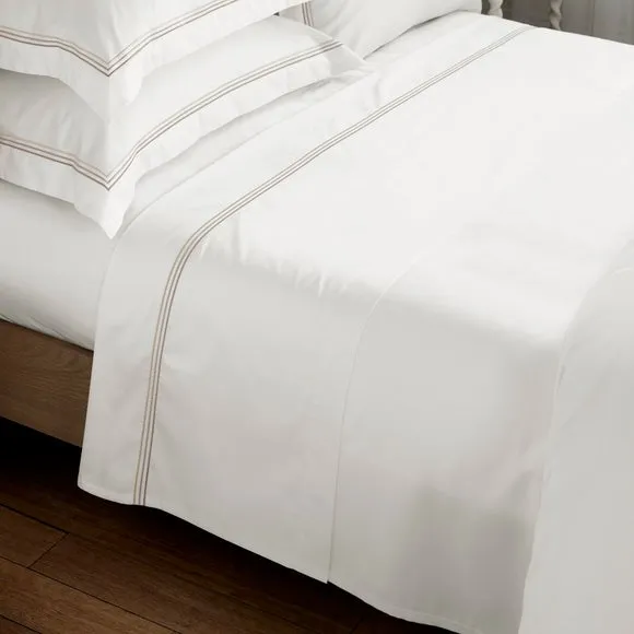 Dorma Rovello Embroidery 100% Cotton Flat Sheet