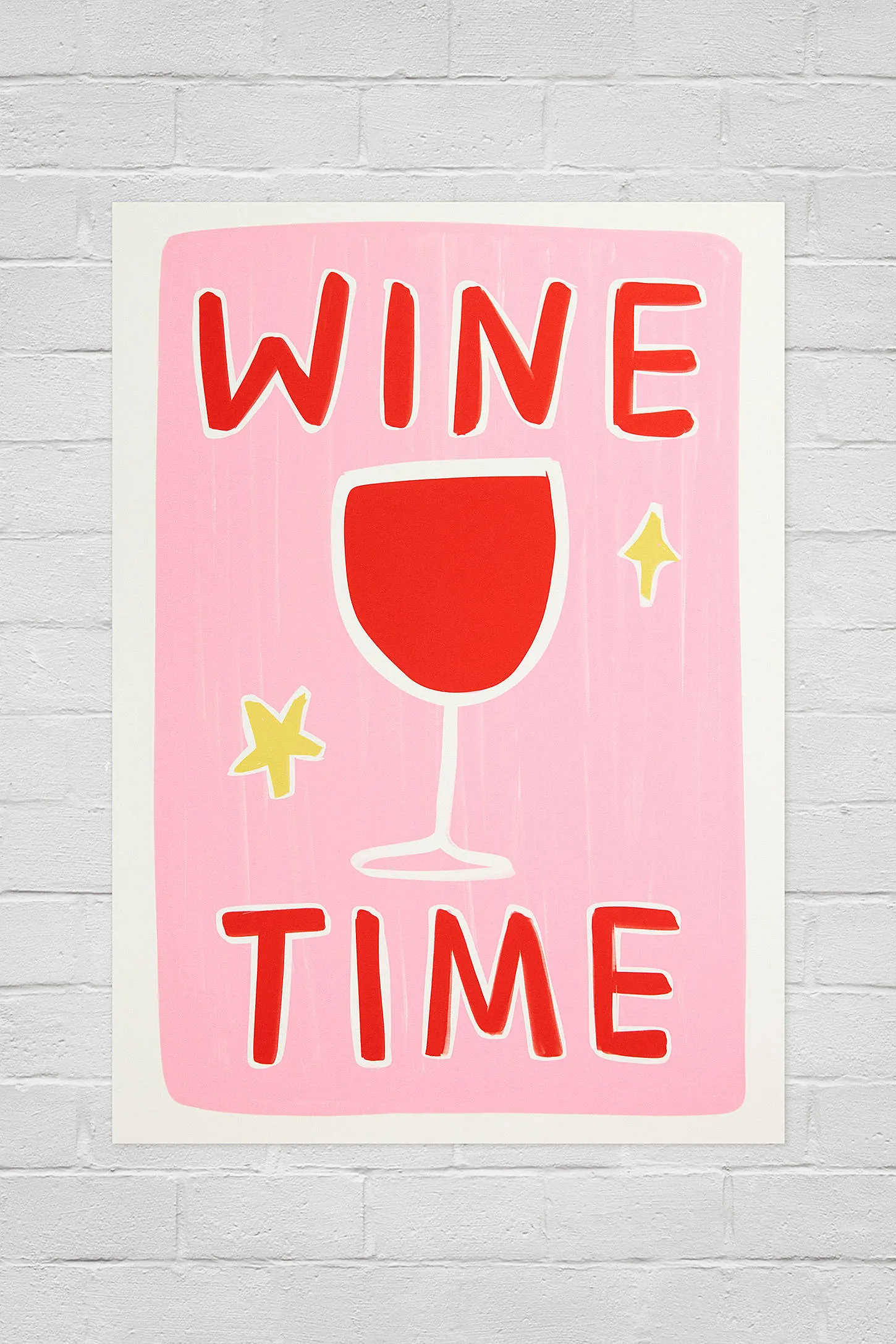 Twisted Rebel Wine Time 30x40cm Wall Art Print - Pink 30x40
