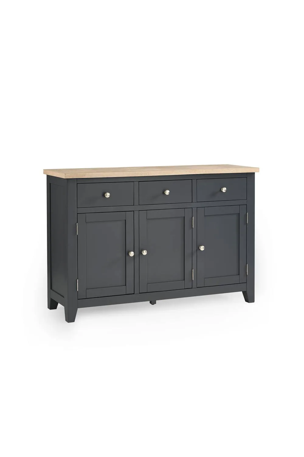 Julian Bowen Bordeaux 3 Door 3 Drawer Sideboard in Dark Grey 2