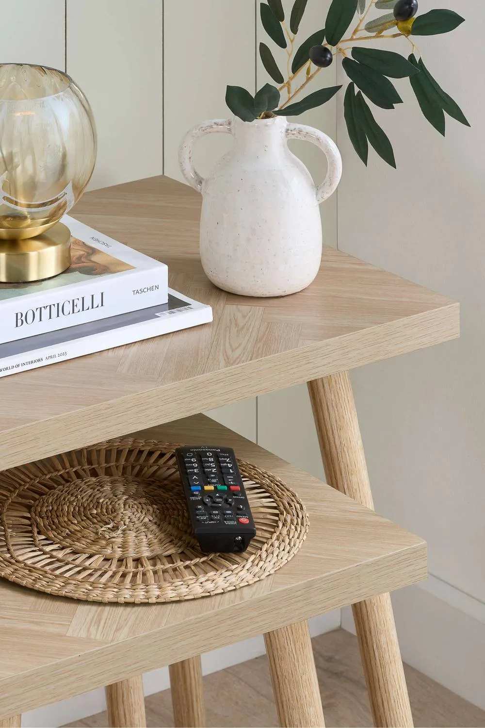 Birlea Herringford Nest Of Tables Oak Parquet Design in Brown 2