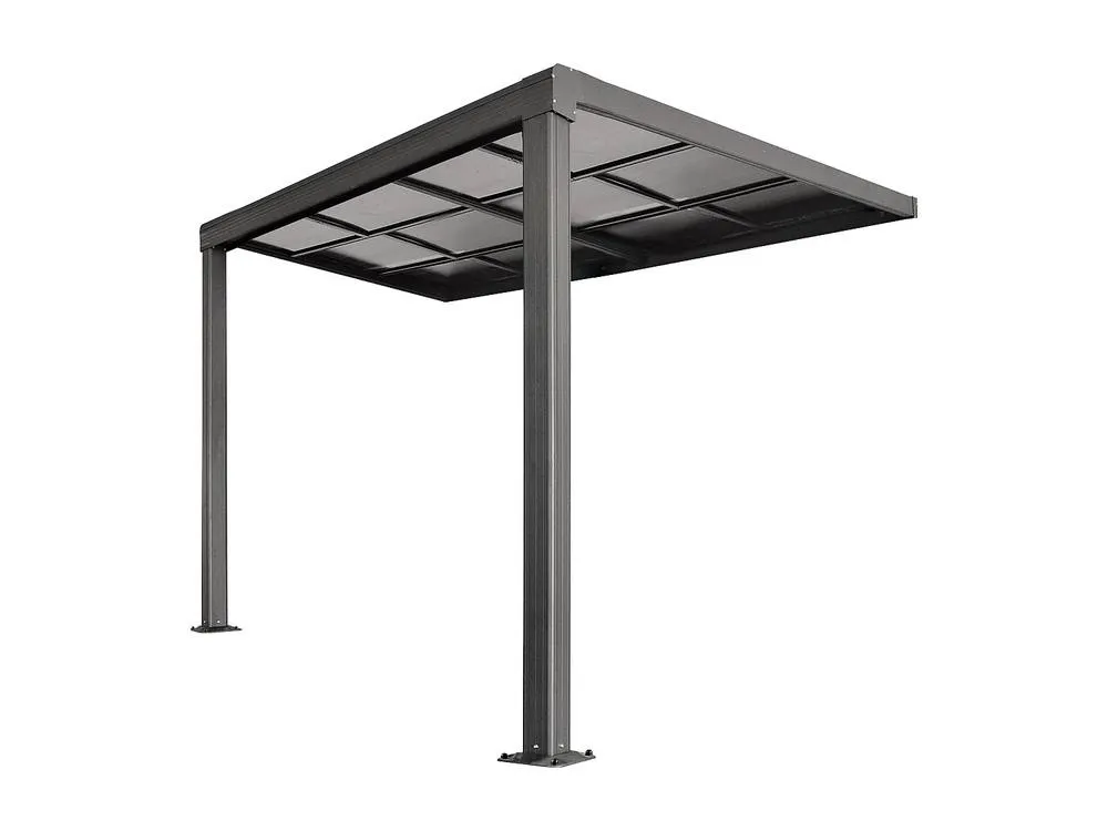 Vente-unique Wall-Mounted Aluminium Pergola With Sliding Roof - 9 M² - Anthracite in Dark Grey 5