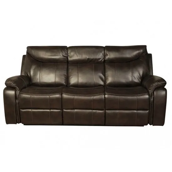 Avery Recliner 3 Seater Sofa In Brown Faux Leather