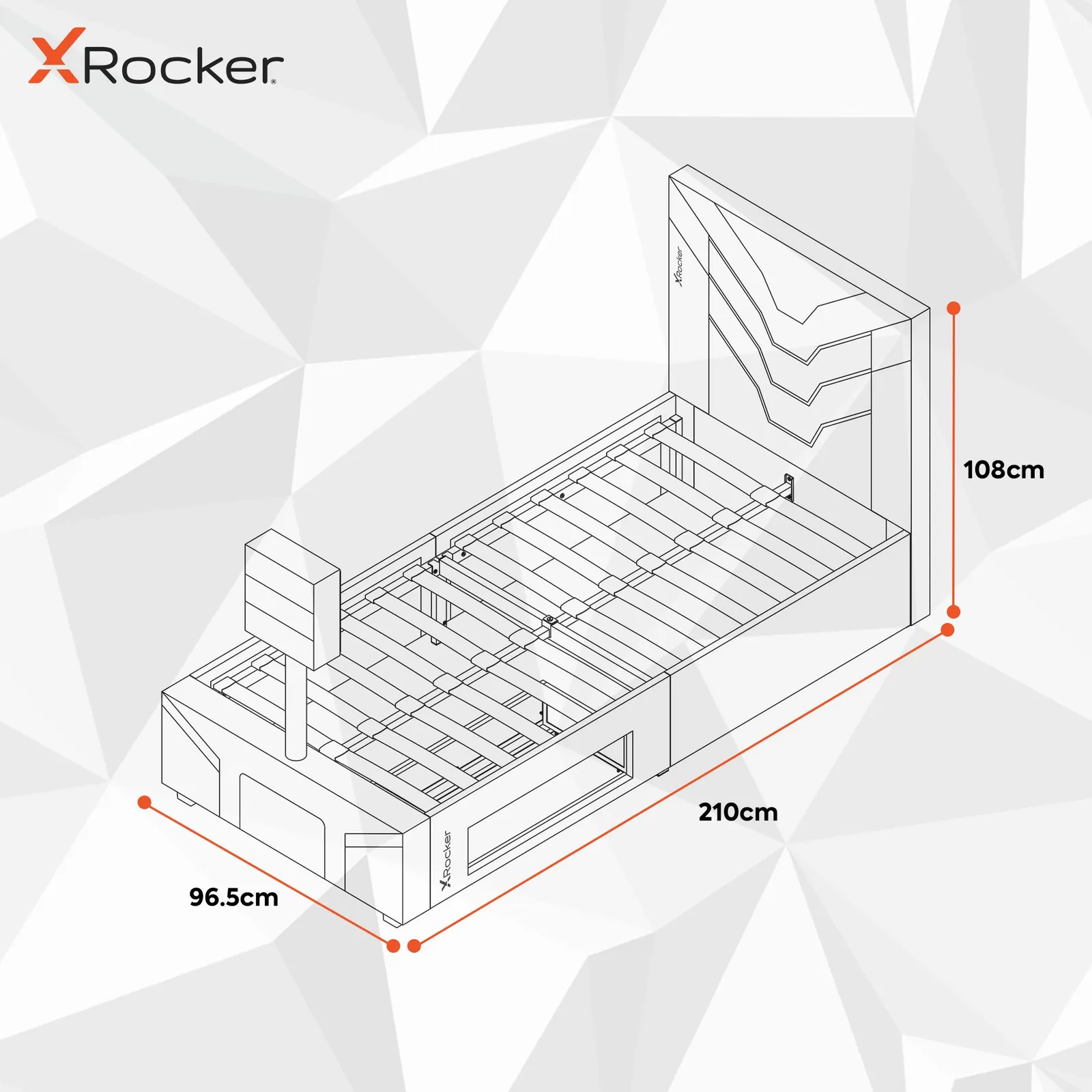X Rocker Cerberus Twist TV Bed with Underbed Storage, Upholstered, up to 40" TV in Blue 6