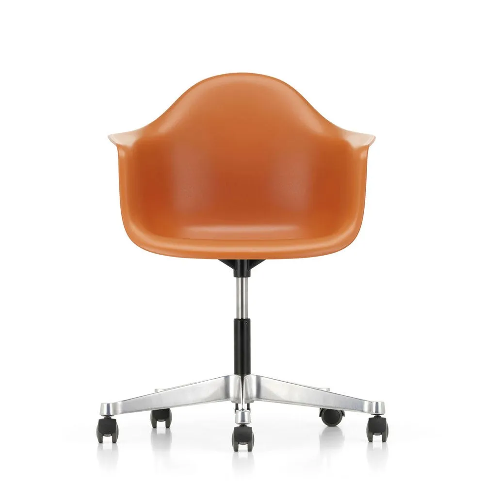 Vitra Eames PACC Armchair New Height Rusty Orange Alumimium Base Hard Floor Castors 3