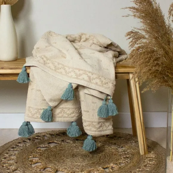 Furn. Boho Cotton Throw Blanket 130cm x 180cm