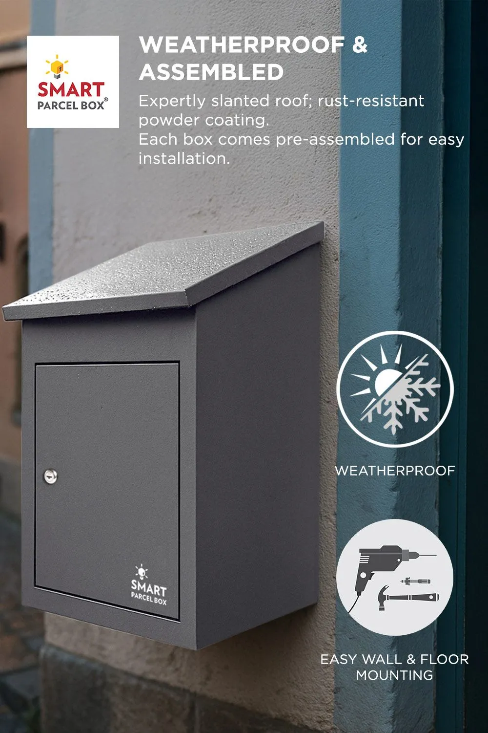 Homescapes Smart Parcel Box® Medium Front Access Secure Delivery Box in Grey 4