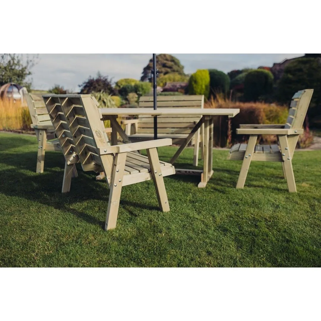 Churnet Valley Garden Furniture Ltd Clover Rectangular Table Set - 2 Chair & 2 Bench - Partially Assembled in Brown 2