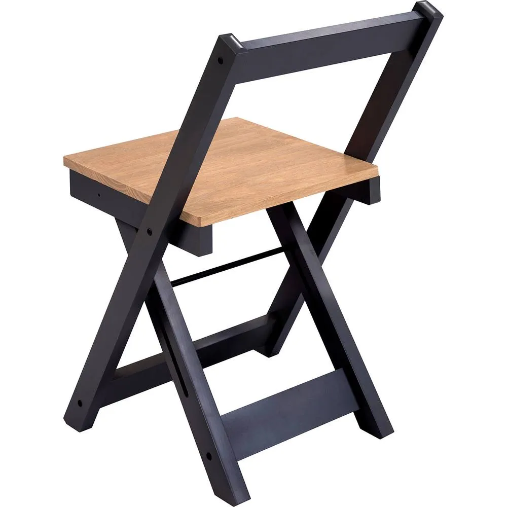 Seconique Santos Folding Chair (Box of 2) Navy Blue/Distressed Waxed Pine 5