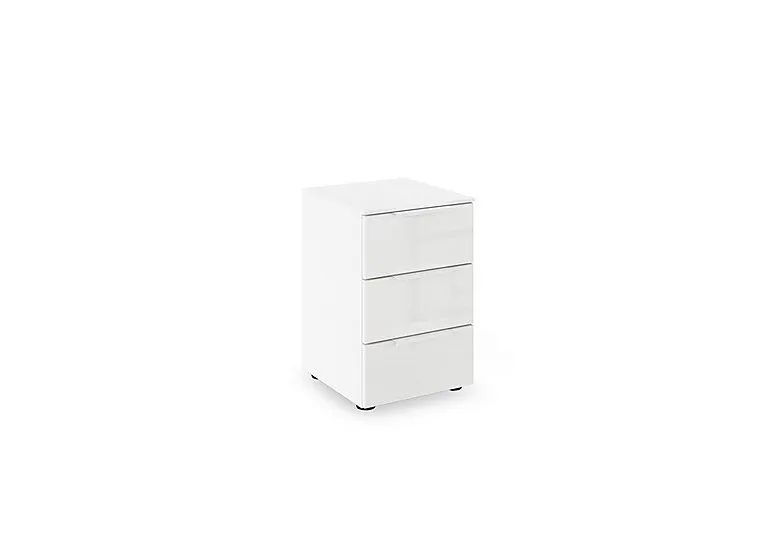 Haven 3 Drawer Décor Bedside Cabinet with Glass Front - Alpine White