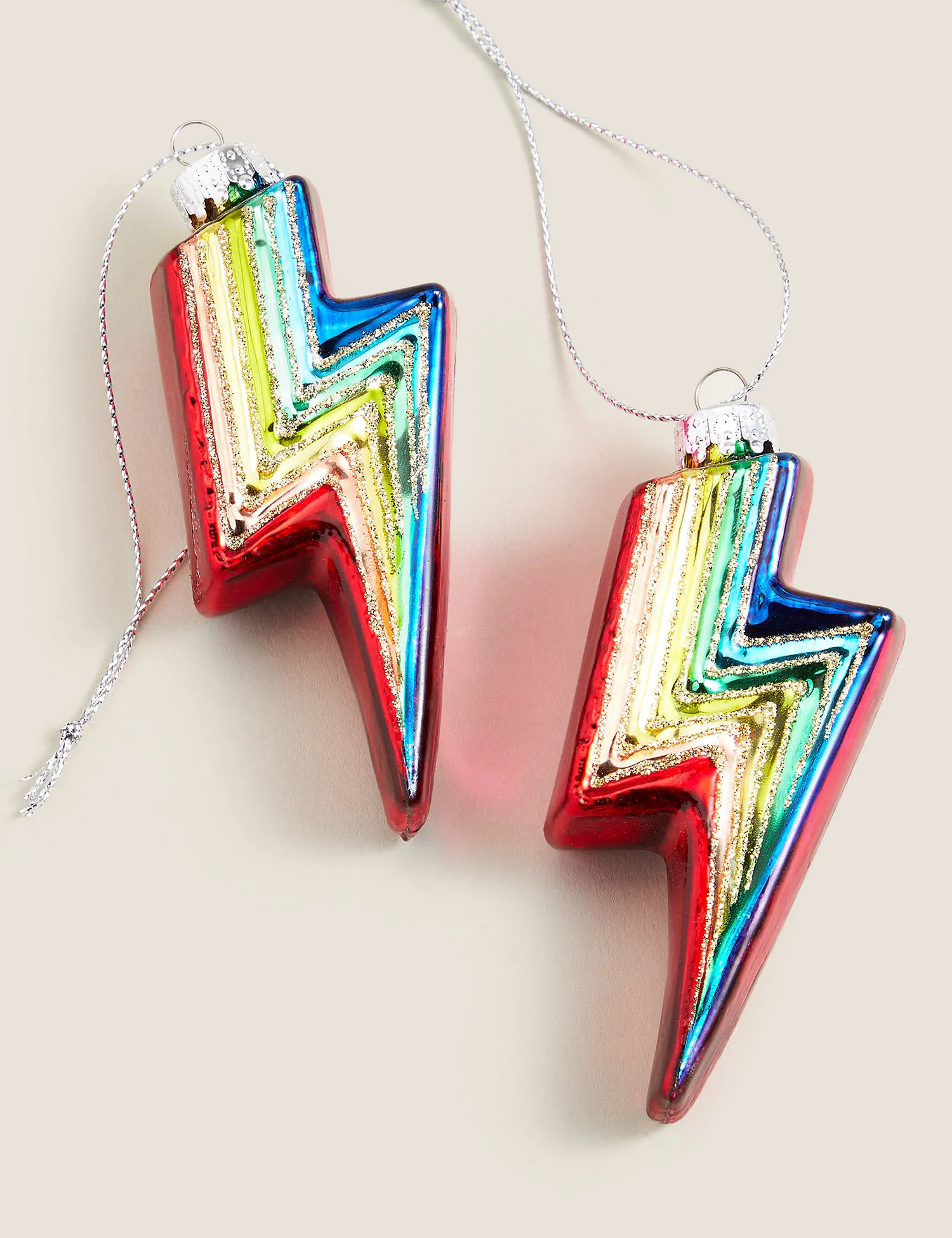 M&S 2 Pack Rainbow Lightning Bolt Decorations