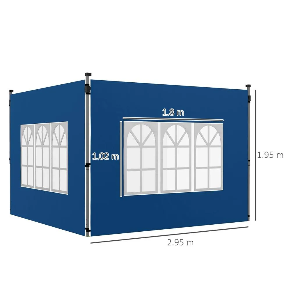 OUTSUNNY Gazebo Side Panels for 3x3(m) or 3x4m Pop Up Gazebo, 2 Pack in Blue 3
