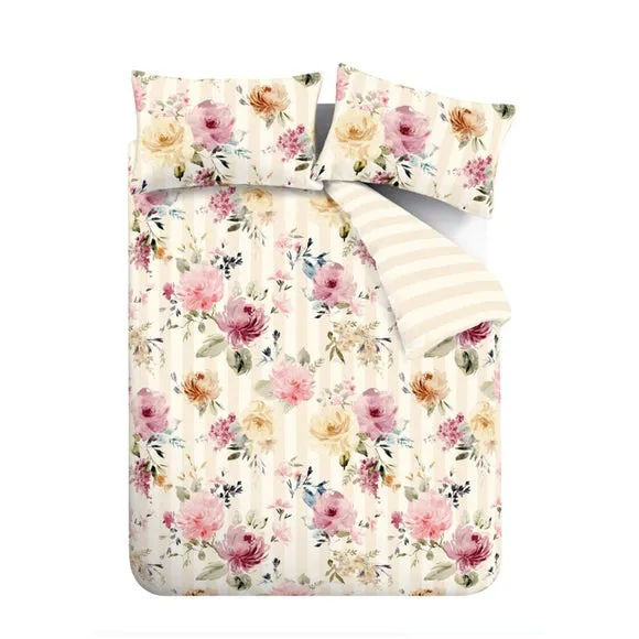Catherine Lansfield Floral Stripe Duvet Cover & Pillowcase Set 5