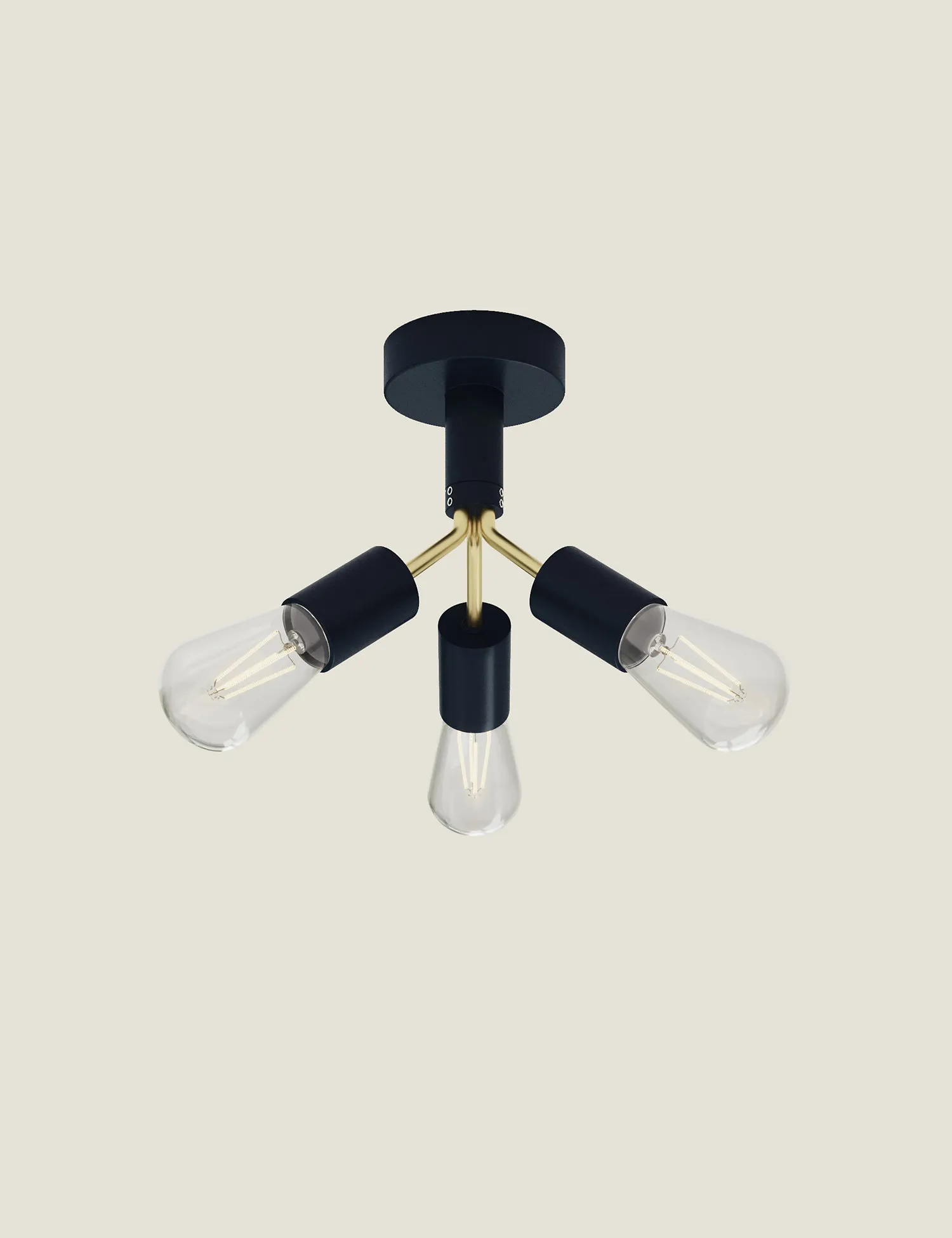 M&S Exposed Bulb 3 Light Flush Ceiling Light