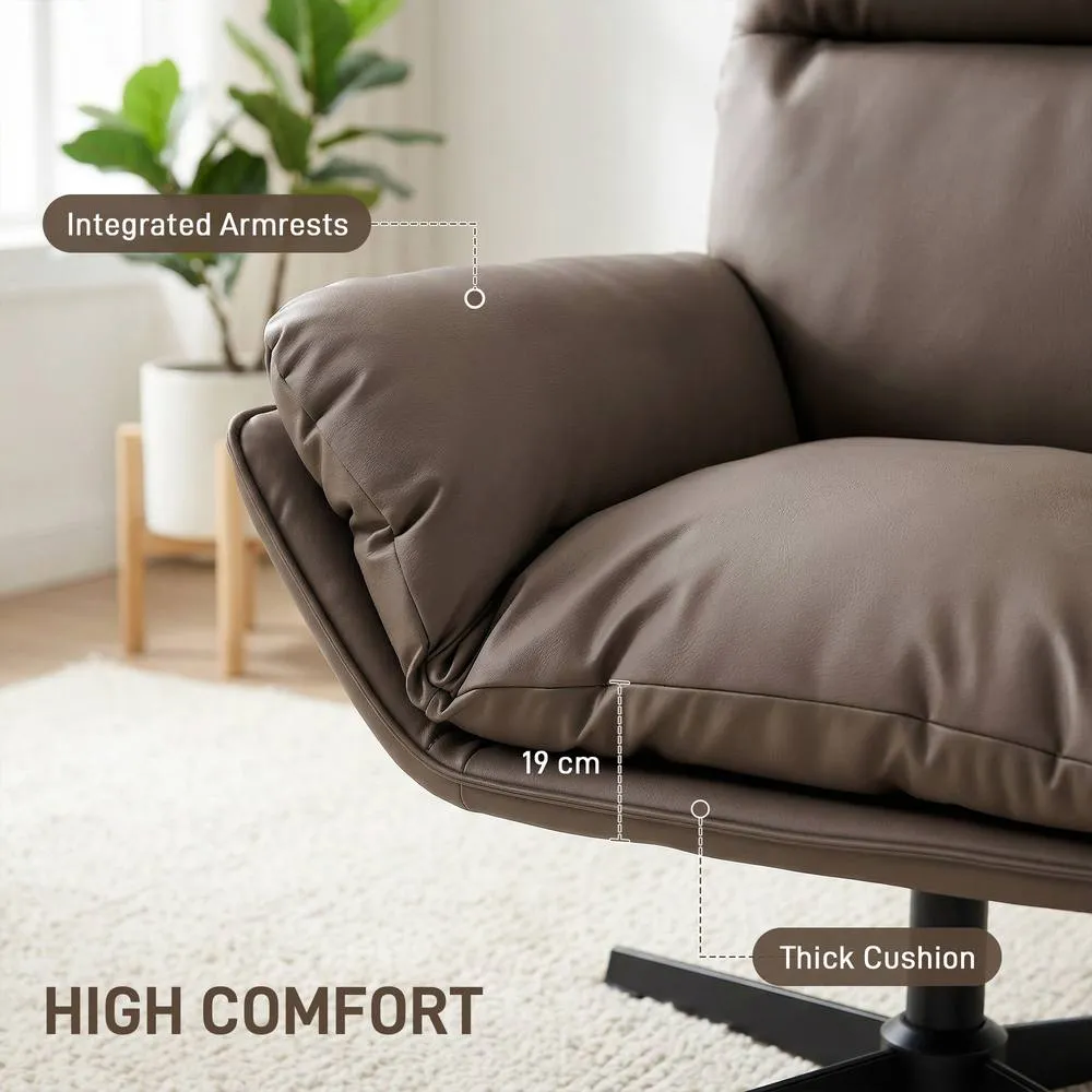 HOMCOM Accent Chair with 360° Swivel in Dark Brown 6