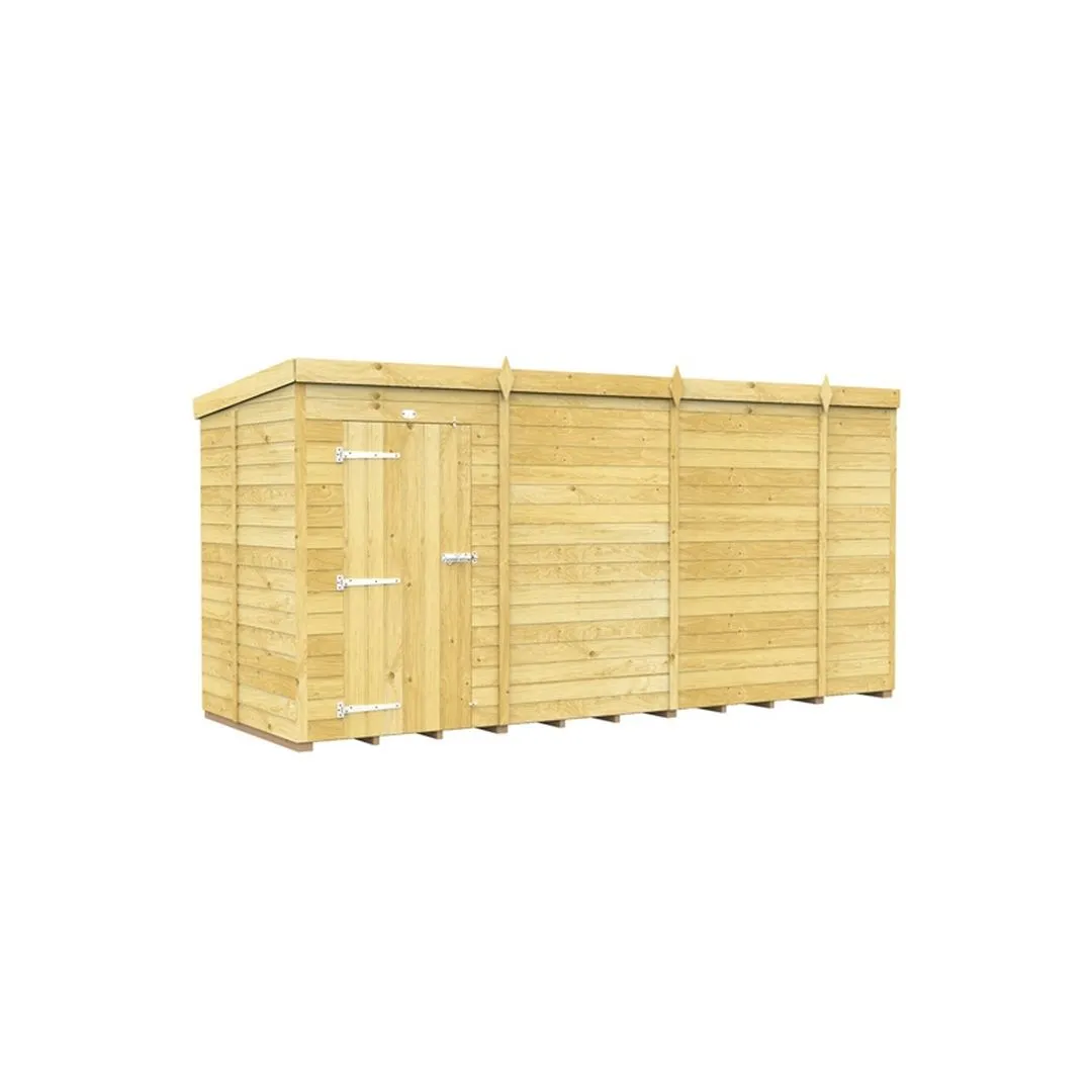 Buttercup Farm 14 x 5 Feet Pent Shed - Single Door W/O Window - L147 x W417 x H201 cm in Brown