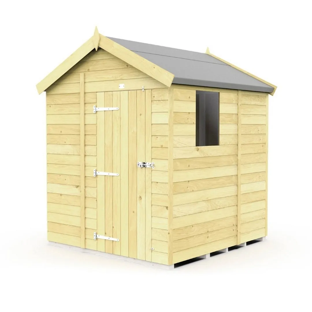Buttercup Farm 6 x 5 Feet Apex Shed - Single Door W/ Windows - L158 x W175 x H217 cm in Brown