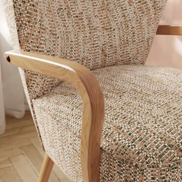 Eliza Multi Woven Boucle Wooden Occasional Chair 3