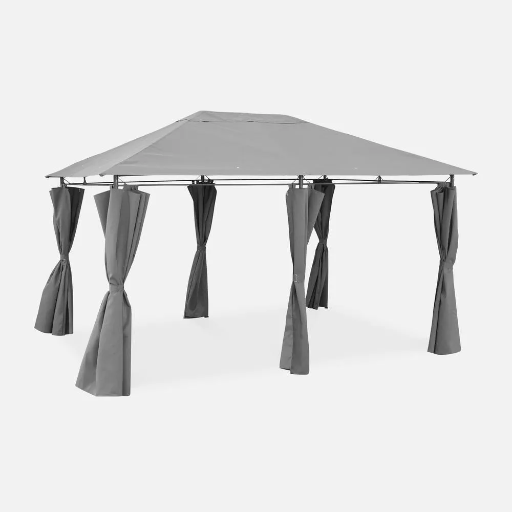 sweeek Heavy Duty 3x4m Gazebo With Curtains in Grey