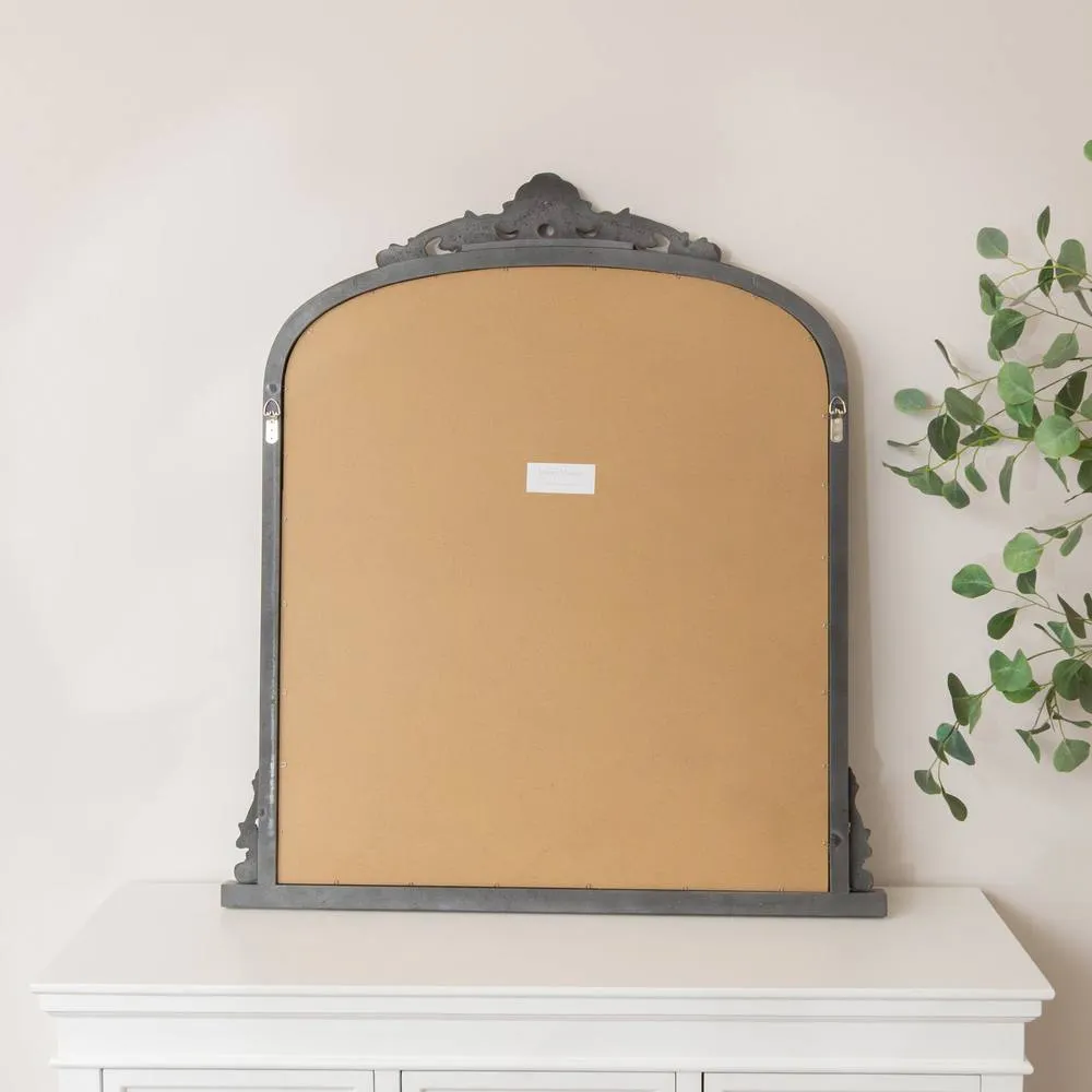 Melody Maison Antique Silver Ornate Arch Overmantle Mirror - 88cm X 100cm 6