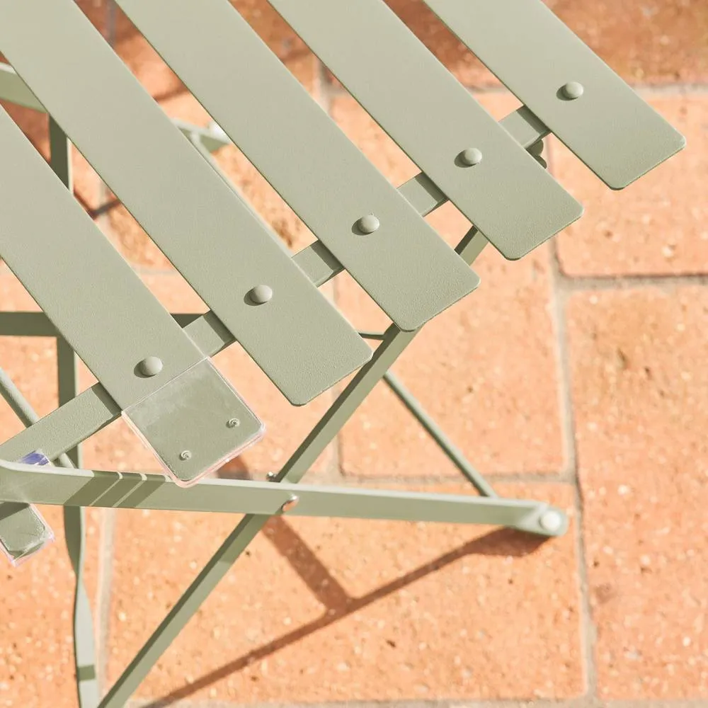 sweeek Round folding metal bistro garden table with 2 chairs in Light Green 6