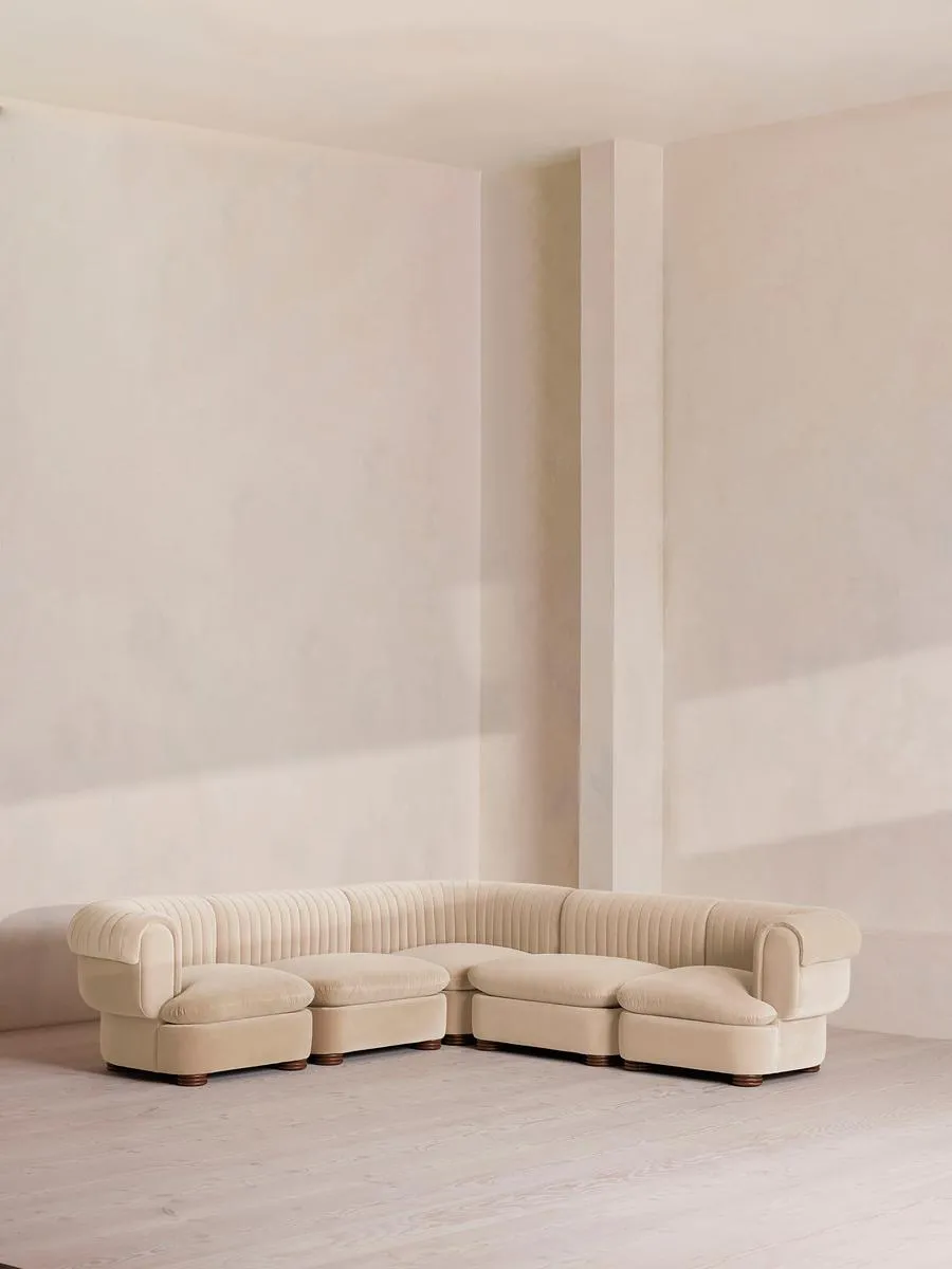 Rava Modular Sofa, Corner Sofa, Velvet, Porcelain