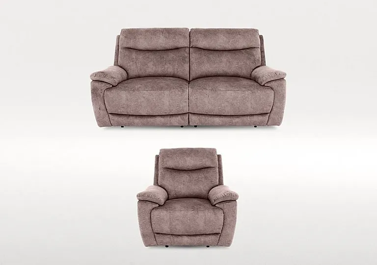 Sloane 3 Seater Fabric Power Recliner Sofa and Armchair Set - Marble Charcoal Grey