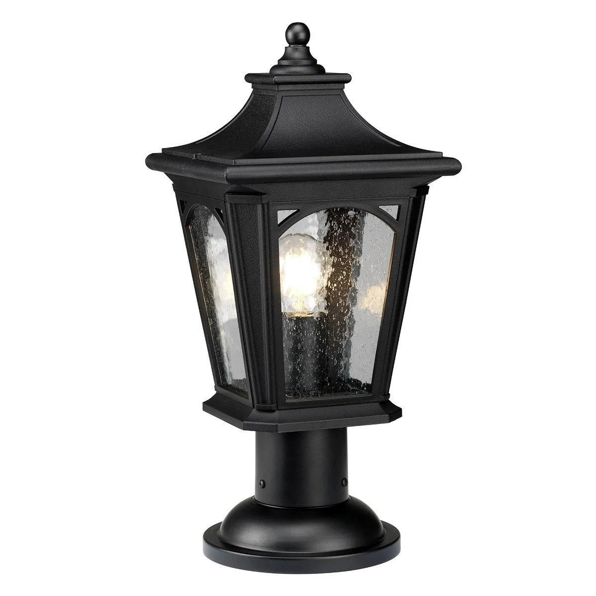 Netlighting Bedford 1 Light Medium Pedestal Lantern Mystic Black Finish E27