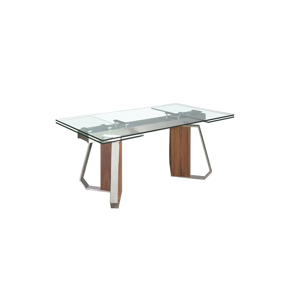 Angel Cerda Rectangular Extending Dining Table - Tempered Glass in Walnut 6