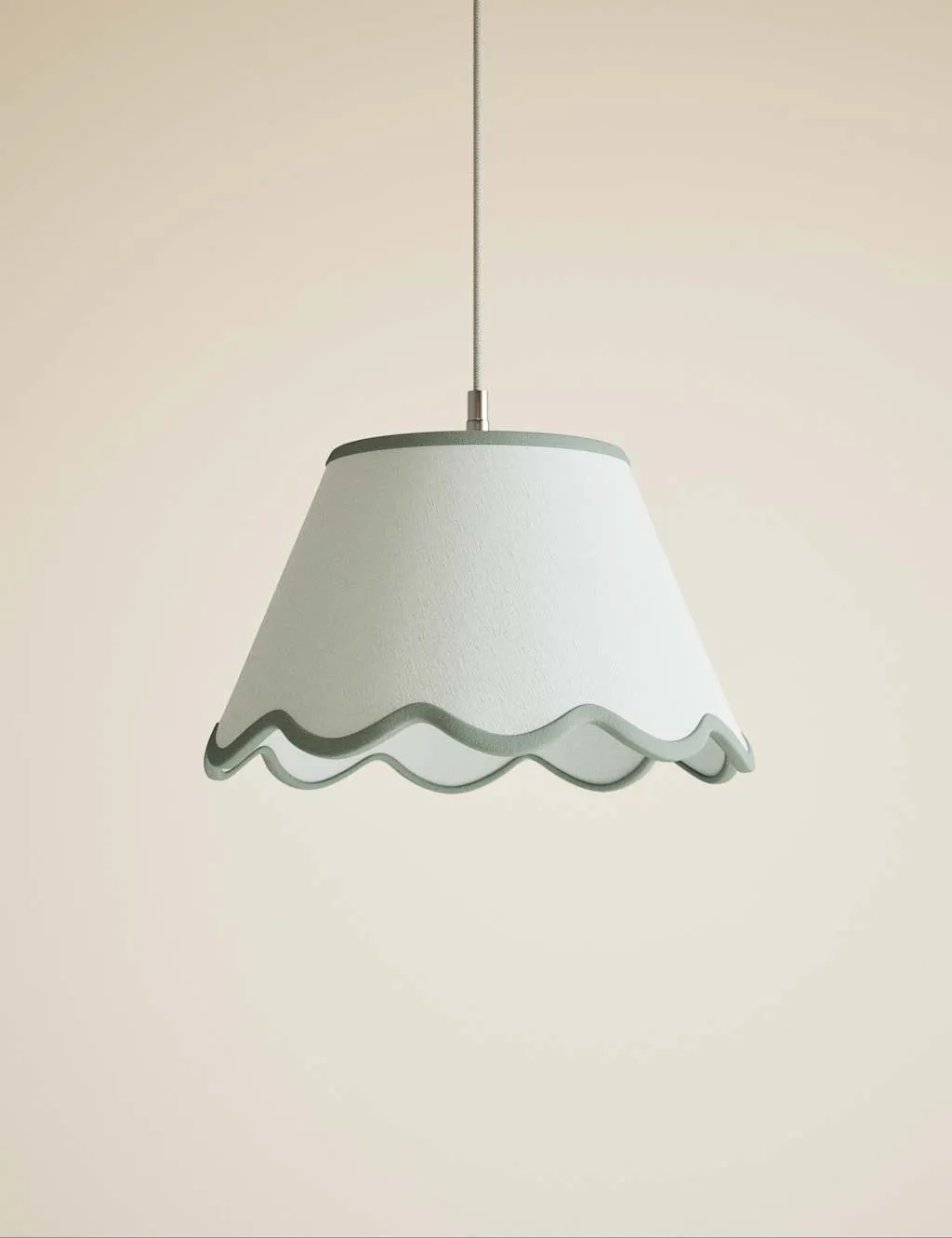M&S Large Scallop Trim Lamp Shade Sage
