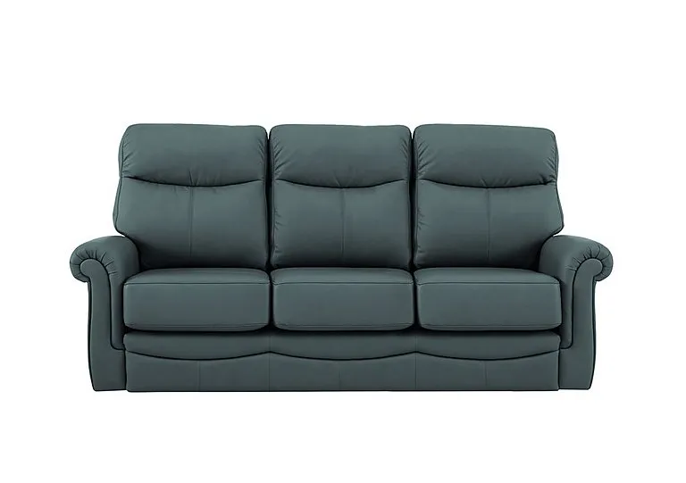 Avon 3 Seater Leather Sofa - No Recliner - Cambridge Petrol Blue
