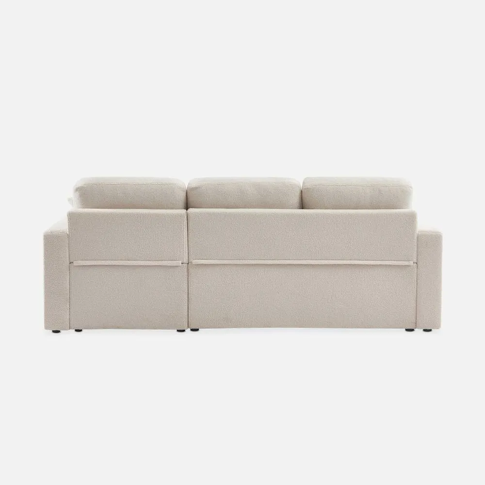 sweeek 3-seater Corner Sofa Bed In Boucle in Cream 3