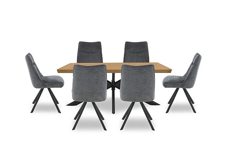 Athena 160cm Compact Soft Edge Dining Table and 6 Swivel Chairs